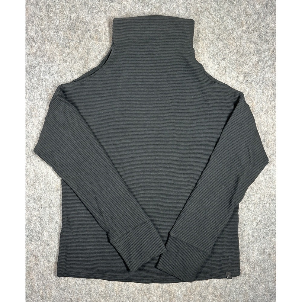Varley Ribbed Mock Neck Pullover Top Black 100% Cotton Women's Size S USA Made